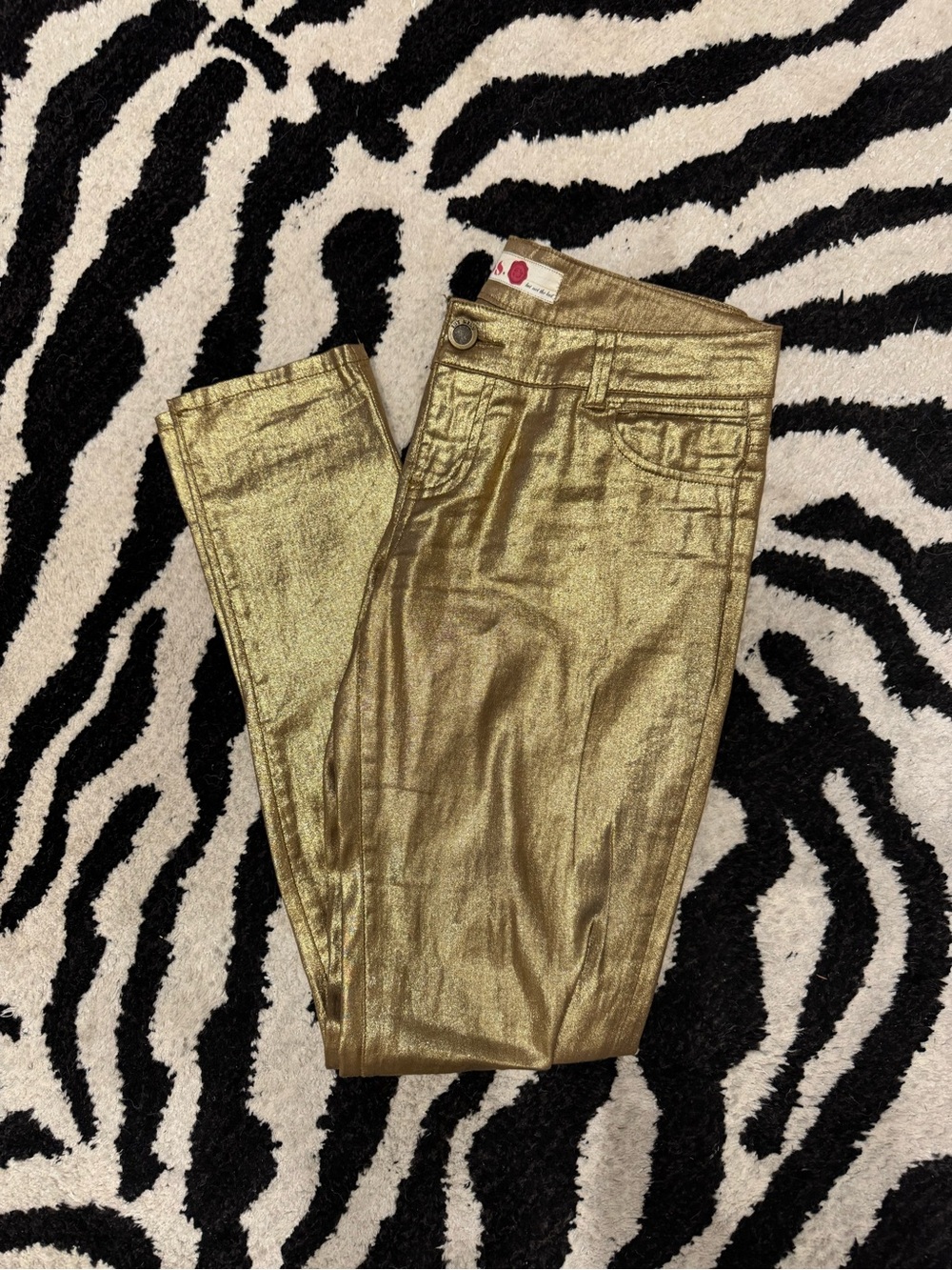 1st KISS Gold Metallic Women Jeans